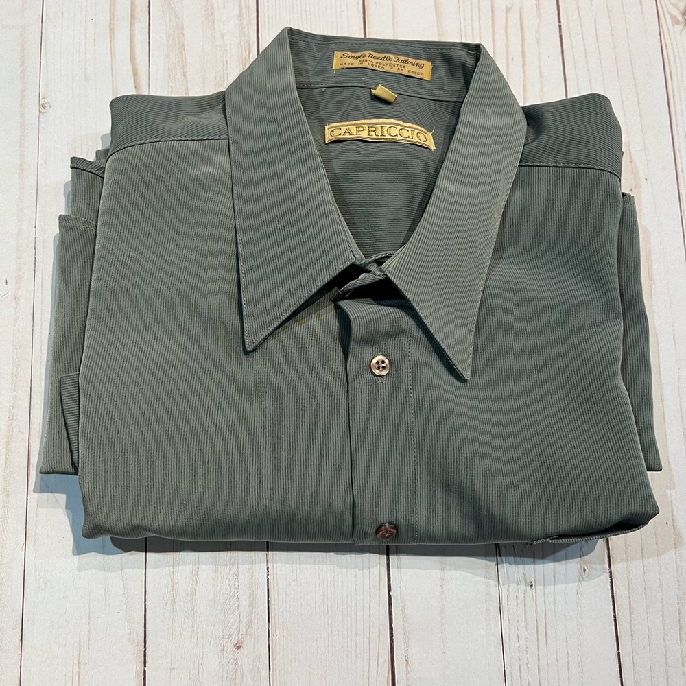 Capriccio Mens Button Down Dress Long Sleeve Dark Grey Shirt, Size XXL